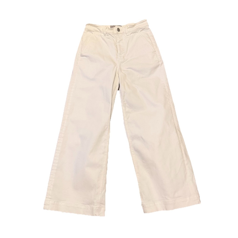 Everlane Women 2 The Wide Leg Cropped Jeans‎ White Pants High Rise Cotton